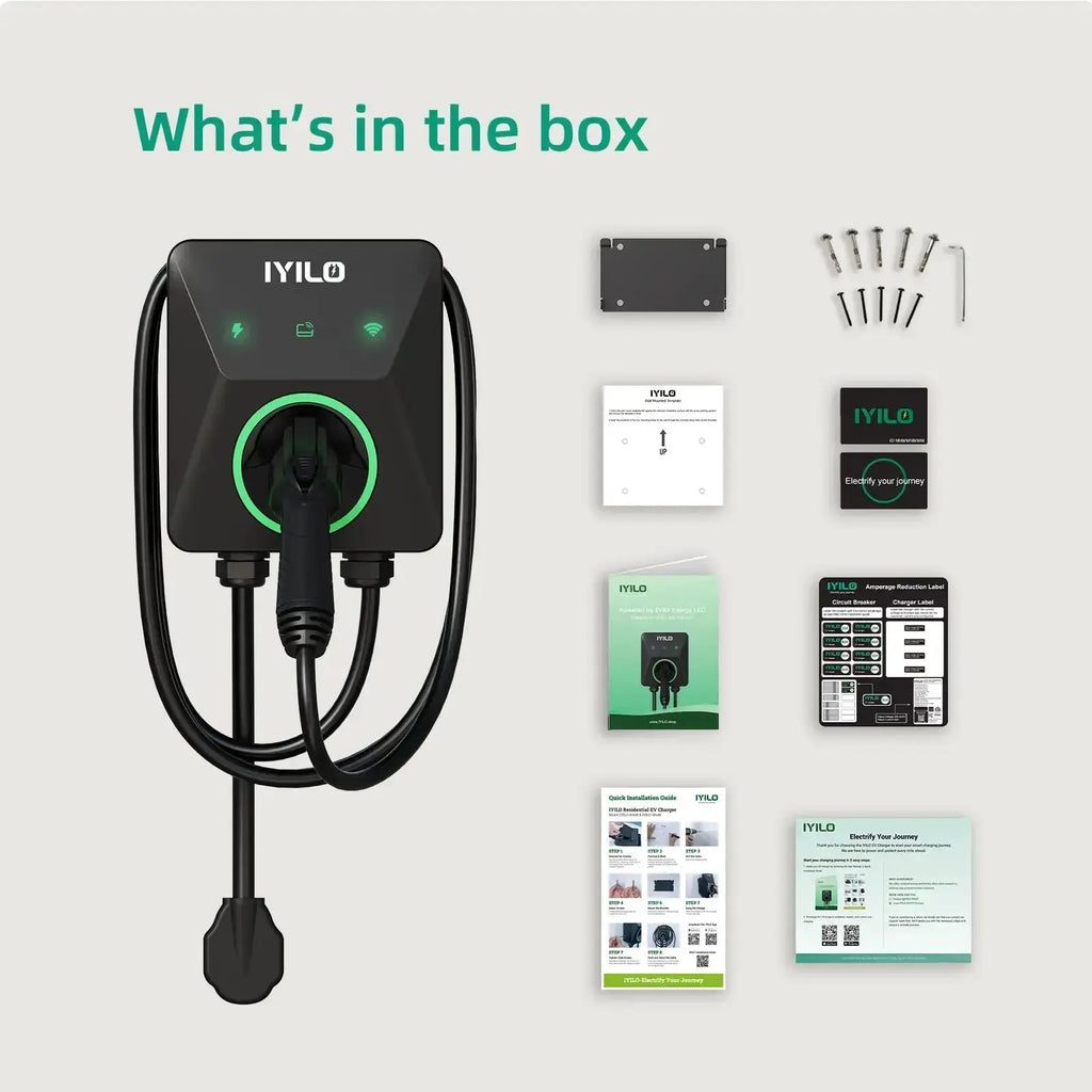 IYILO Level 2 EV Charger NEMA 14-50 J1772 Wall-mounted Plug In - 40A