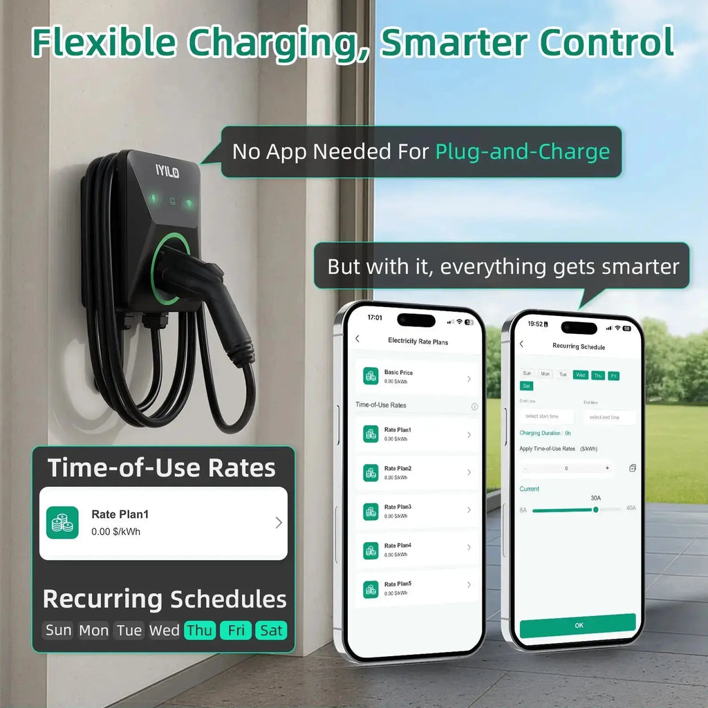 IYILO Pro Level 2 EV Charger J1772 Hardwired with energy meter - 48A