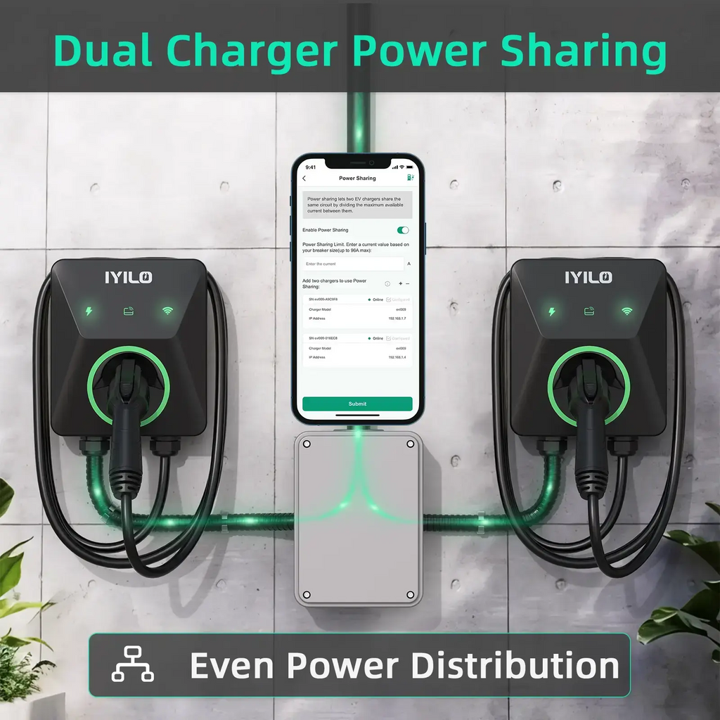 IYILO Pro Level 2 EV Charger J1772 Hardwired with energy meter - 48A