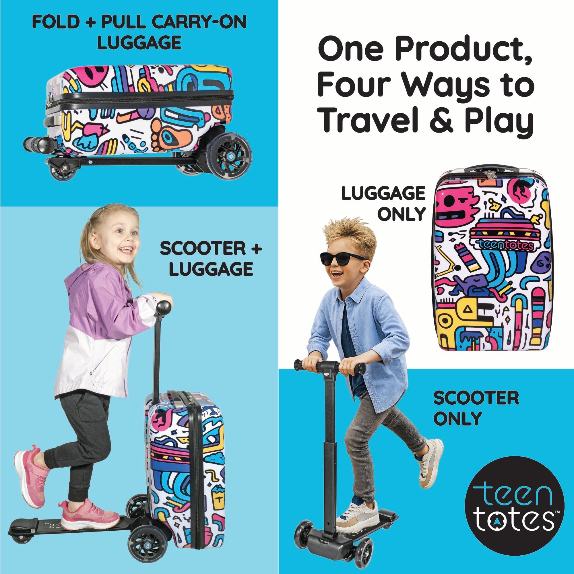 Graffiti 4-in-1 Detachable Scooter Luggage